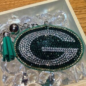 Elegant Green and Silver Crystal Key Holder